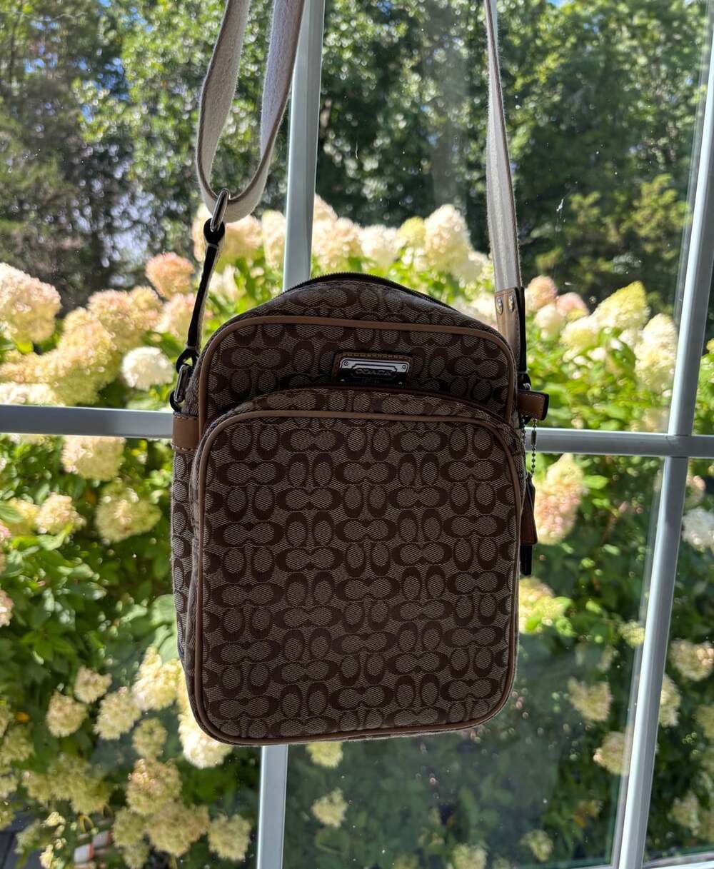 Coach Signature C Brown Canvas and Leather Crossbody Camera Bag